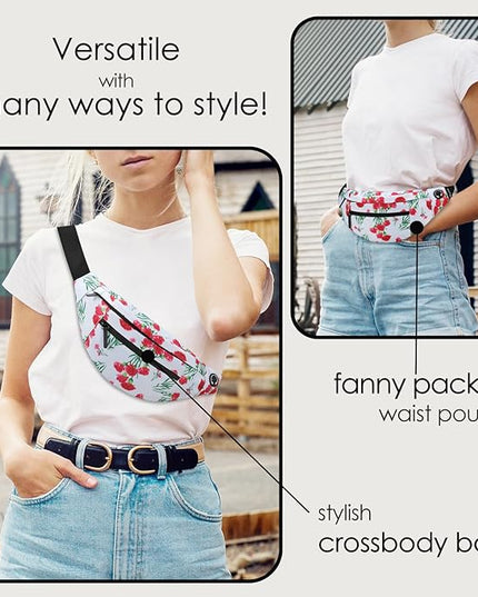 MAXTOP Large Crossbody Fanny Pack with 4-Zipper Pockets,Gifts for Enjoy Sports Festival Workout Traveling Running Casual Hands-Free Wallets Waist Pack Phone Bag Carrying All Phones
