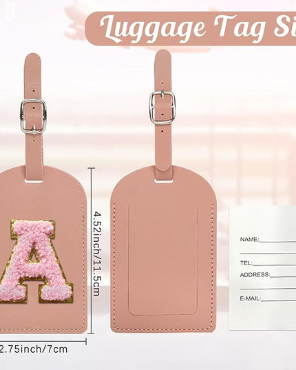 ULICO Initial Passport Cover and Luggage Tag Set,PU Leather Letter Passport Case Holder Travel Suitcase Tag, Personalized Travel Luggage Accessories Gifts for Women Kids Teenage Pink Y