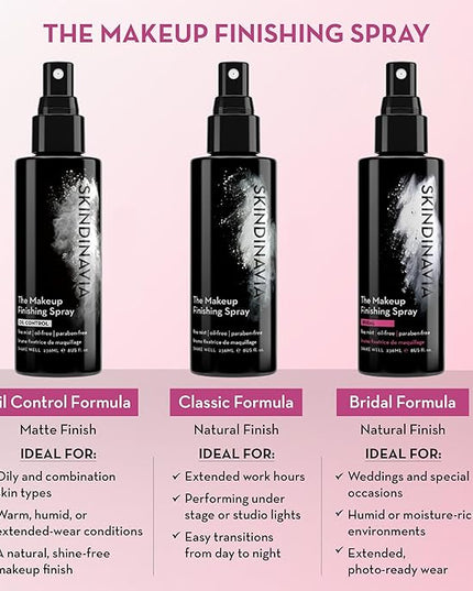Skindinavia The Makeup Finishing Spray, Bridal Makeup Setting Spray, All-Day Wear, Long-Lasting Up to 16+ Hours, Heat-Resistant & Waterproof, Wedding Day, Bridal Shower Gift, 4.0 Oz