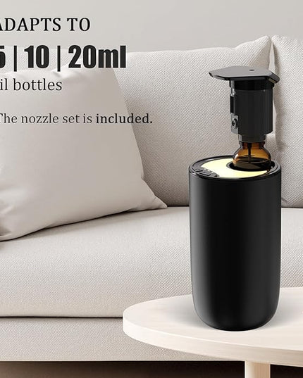 Waterless Diffuser for Essential Oil, Rechargeable Mini Fragrance Scent Air Machine, 3-Color Ambient Night Light, Aluminum, 0.51 Oz/15mL, 3 Countdown Timers & 3 Mist Levels for Home, Car, Titanium