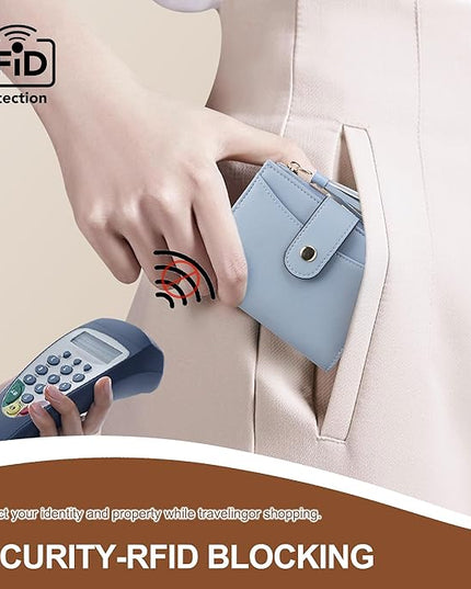 yiijay Small Wallet for Women RFID Blocking Tassle Bifold Slim Thin Leather Wallet Credit Card Holder Wallet Ladies Mini Wallet with Zipper Pocket