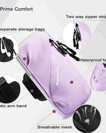 Cell Phone Holder for Walking, Running, Arm Band for Phone, Cell Phone Purse, Cross Body Phone Bag, Phone Holster, Cell Phone Carrier for Men Women, Phone Pouch (Purple)