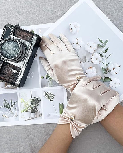 Satin Wedding Dress for Women Opera Party 1920s Gloves Wrist Length Gloves