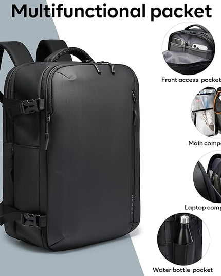 BANGE Travel Backpack with 15.6 Inch Laptop Compartment & TSA Lock for Men and Women, Water-Resistant Large Carry-On, Flight Approved,Black