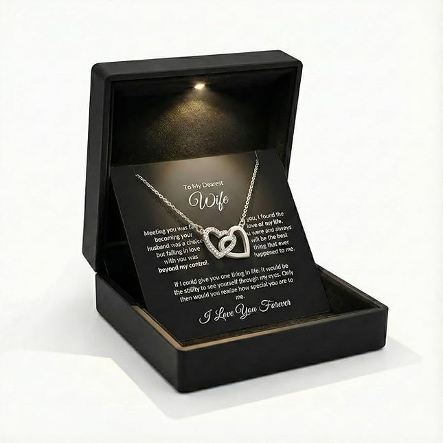 Evername To My Wife, Beautiful Necklace with an Emotional Message Card in a Luxury LED Jewelry Box. Great Birthday, Anniversary, Valentines Day Gift