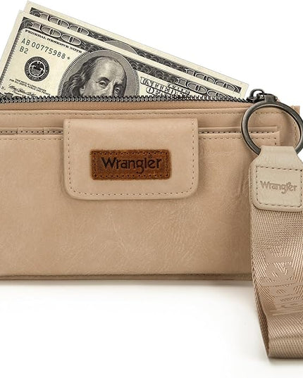 X Wrangler Minimalist Wristlet with Wallet Large Clutch Wallet Women Rfid Card Cases & Money Organizers with Coin Purse and Smooth Zipper