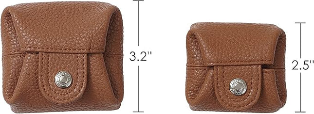 Cockatoo Genuine Leather Coin Pouch Change Holder, Mini Snap Pocket Wallet for Men Women (Black, Set of L&S)