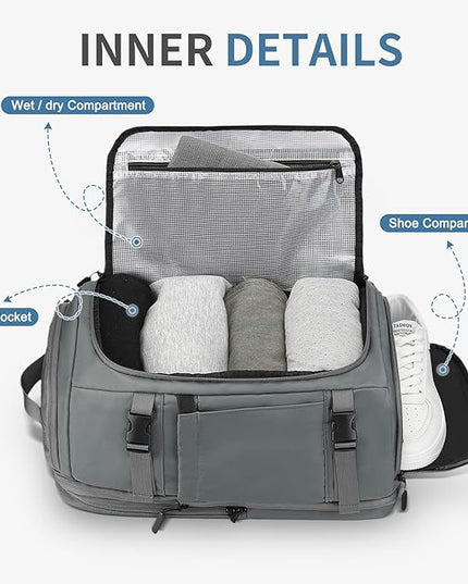 35L Travel Backpack 17" Laptop Backpack W/USB-C Port, Expandable Carry-On Bag, TSA Flight Approved Water-Resistant for Business College, Grey