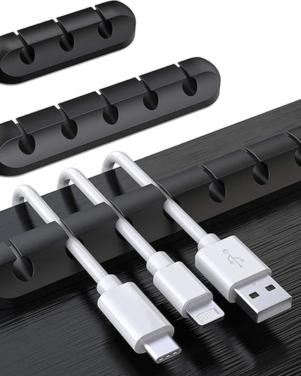 SOULWIT Cable Holder Clips, 3-Pack Cable Management Cord Organizer Clips Silicone Self Adhesive for Desktop USB Charging Cable Nightstand Power Cord Mouse Cable Wire PC Office Home