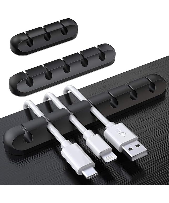 SOULWIT Cable Holder Clips, 3-Pack Cable Management Cord Organizer Clips Silicone Self Adhesive for Desktop USB Charging Cable Nightstand Power Cord Mouse Cable Wire PC Office Home