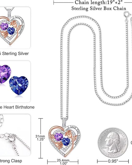 Iefil Christmas Gifts for Women - Sterling Silver Birthstone Necklace Anniversary Birthday Gifts for Her Wife Mom Daughter