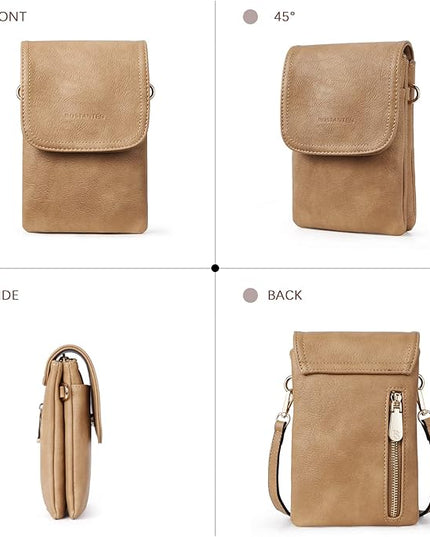 BOSTANTEN Vegan Leather Small Crossbody Bags for Women Designer Cell Phone Bag Wallet Purses Adjustable Strap