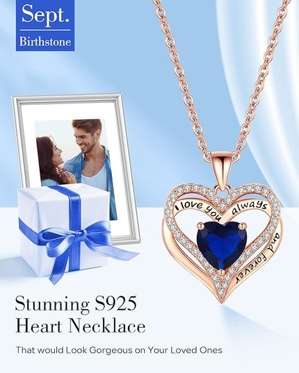 S925 Sterling Silver Necklace for Women, Wife Jewelry Rose Gold, Mom Birthday Valentines Mothers Day Gifts, Girlfriend Necklaces, Daughter Heart Jewel, Anniversary for Her