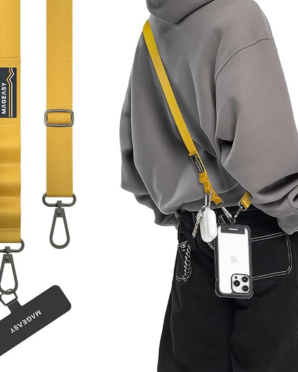 MAGEASY Universal Cell Phone Lanyard Crossbody - Anti-Theft Crossbody Phone Strap for iPhone 16 Pro Max & Most Smartphones, for Men & Women | 20mm (Mustard Yellow)
