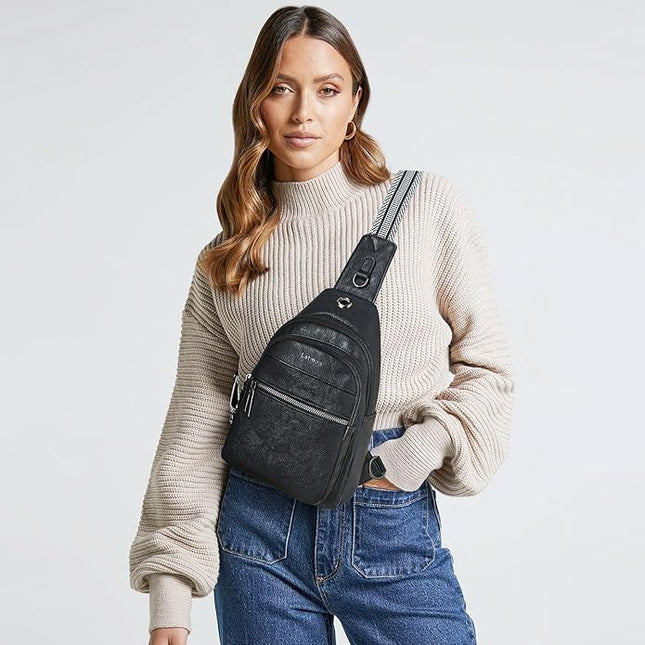 Sling Bag For Women Faux Leather Small Casual Daypack Backpack Fanny Pack Crossbody Chest Bags Purse