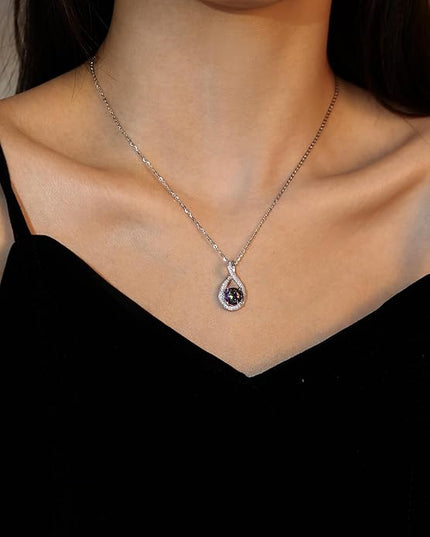FANCIME Birthstone Necklaces for Women Fine Jewelry Sterling Silver Infinity Pendant Anniversary Birthday Gifts for Her Women Wife Mom Lady Daughter, Chain 16"+2" Extend