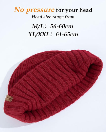 TOP-EX PolarWool™ 100% Merino Wool Short Fisherman Beanie Hats for Men Women Knit Skull Cap Cuffed Beanies Warm Winter Hats