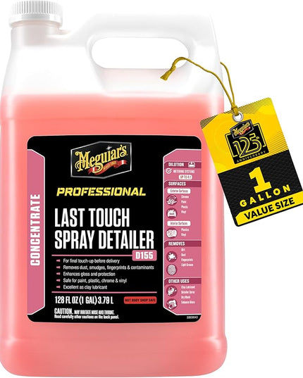 Meguiar's D15501 Last Touch Spray Detailer, Great for Use as Clay Lubricant, creates a Showroom Shine, Removes Dust, Smudges, Fingerprints and More, Versatile Use and Enhances Protection, 1 Gallon