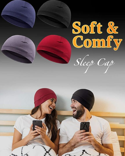 Syhood 4 Pcs Cotton Skull Caps for Men Women Breathable Beanie Thin Sleep Hat Night Running Cap Helmet Liner for Cycling Gym