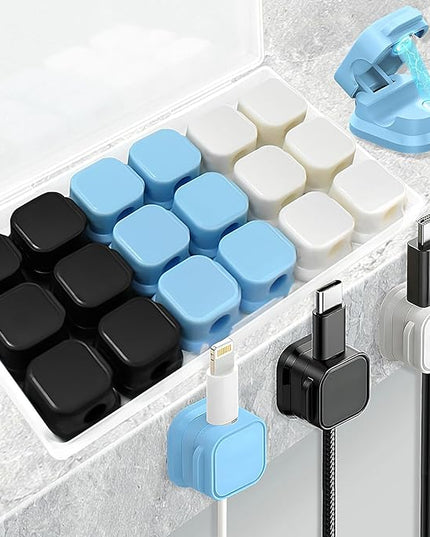 18 Pack Cord Organizer Holder, Magnetic Cable Clips Management, Easy Adhesive Phone Charging Cable Keeper, Hide Or Organize Desk Cable for Kitchen, Office, Car, Nightstand（3Colors）