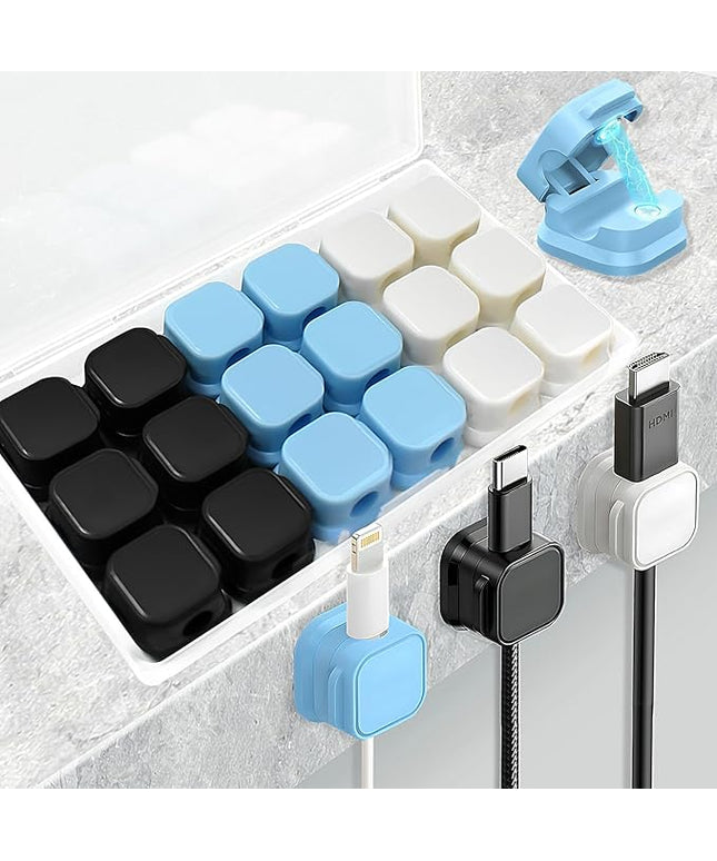 18 Pack Cord Organizer Holder, Magnetic Cable Clips Management, Easy Adhesive Phone Charging Cable Keeper, Hide Or Organize Desk Cable for Kitchen, Office, Car, Nightstand（3Colors）