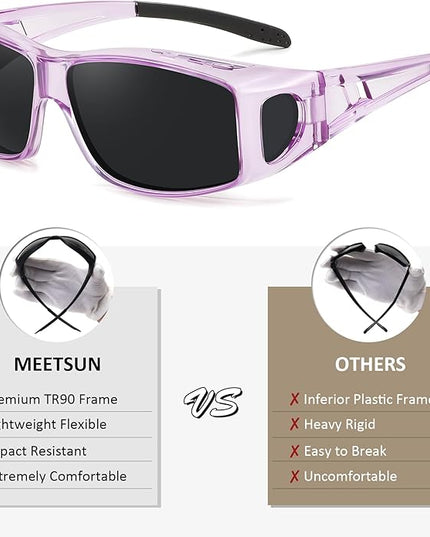 MEETSUN Fit Over Glasses Sunglasses for Men Women,Wrap Around Sunglasses Polarized UV400 Protection