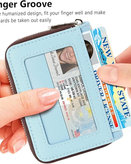 FurArt Zipper Wallet Women, RFID Blocking Credit Card Wallet, Business Card Holder, Compact Size KeyChain Wallet