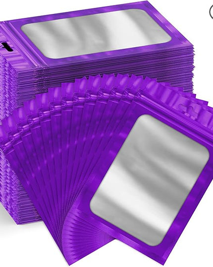 Funfery 300 Pack Smell Proof Resealable Bags for Food Storage,Mylar Clear Bags 4x6 Purple Packaging Bag- Edibles,Odorless Scent Proof Bag for Cookies, Zip Foil Pouch for Small Business