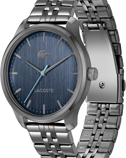 Lacoste Lisbon Men’s Quartz Watch - Three-Hand Sunray Dial with Stick Indexes, Polished Case, Crocodile Logo - Modern, Classic Timepiece - Gift for Him 42mm