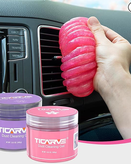 TICARVE 2 Pack Cleaning Gel Car Cleaning Putty Car Slime for Cleaning Car Detailing Gel Car Interior Cleaner Car Accessories Keyboard Cleaner Rose Purple (320g/11.2oz)