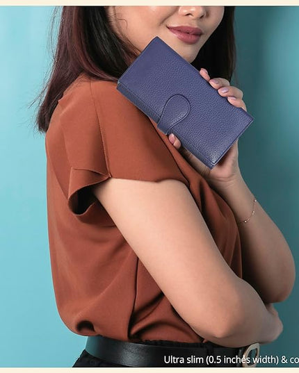 Real Leather Women Wallet Leather with RFID Blocking -Trifold Card Holder Designer Ladies Clutch with ID Window Wallets