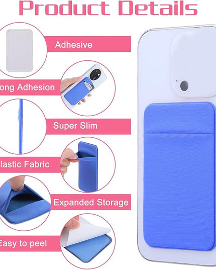 4 Pcs Phone Wallet Stick on, Wallet Sticker for Back of Phone Black Phones Wallets, Flat Thin Wallets Key Holder Credit Card Holder Suitable for Most Smart Phones