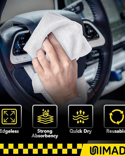 Shop Towels, 100 Pack Commercial Grade Work Rags Microfiber Towels for Cars Cleaning Rags Bulk Detailing Cloth for Automotive Bar Mechanic Restaurant Garage Housekeeping, 11.5"x 11.5", White
