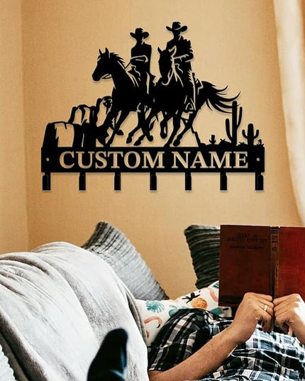 peanut case Personalized Farm Horse Keys Hooks,Custom Name Metal Cowboy Horse Art Keys Hooks,Metal Horse Lover Wall Home Storage Decorative Keys Hooks,Key Holder Hooks for Wall (Style E)