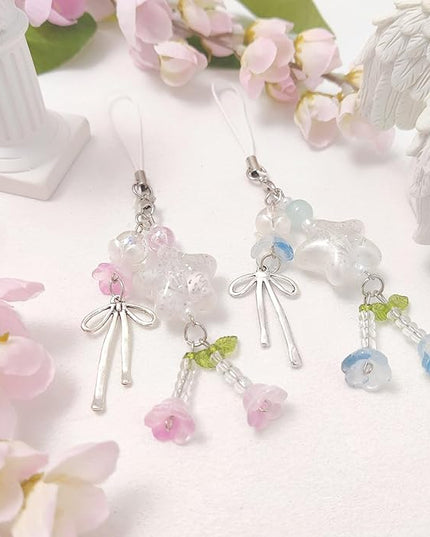 1-4PCS Cute Phone Charms Aesthetic Y2K Cell Phone Charms Strap Pink Strawberry Butterfly Star PhoneCharm Y2K Accessories for Bag Keychain Airpods Camera Pendants Decor