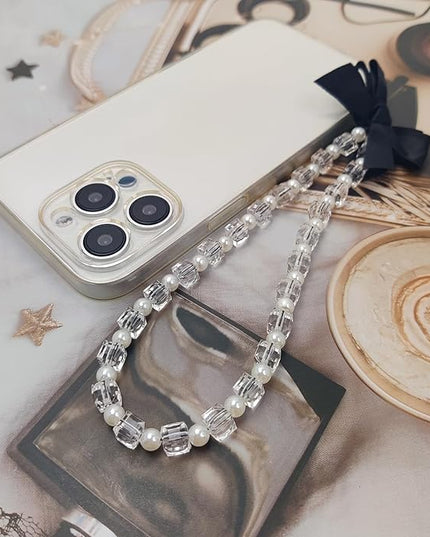 2 Pack Phone Charms, Cute Aesthetic Beaded PhoneCharm Strap Phone Lanyard String PhoneChain Accessories for Bag Keychain Airpods Camera Pendants