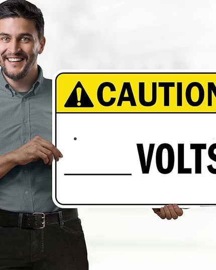 Caution Volts Sign, 18x24 Inches, Rust Free .063 Aluminum, Fade Resistant, Made in USA by My Sign Center