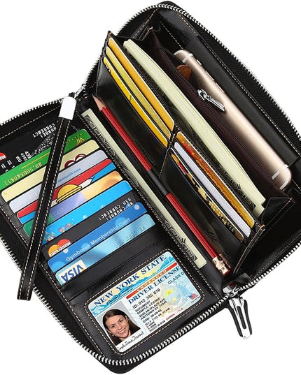 Lavemi Small Compact Women Wallet RFID Blocking Genuine Leather Bifold Purse with ID Windows