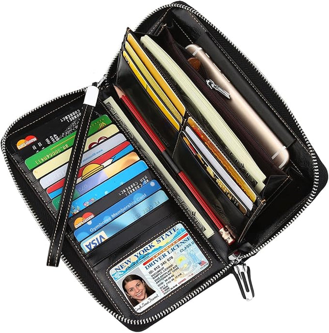Lavemi Small Compact Women Wallet RFID Blocking Genuine Leather Bifold Purse with ID Windows