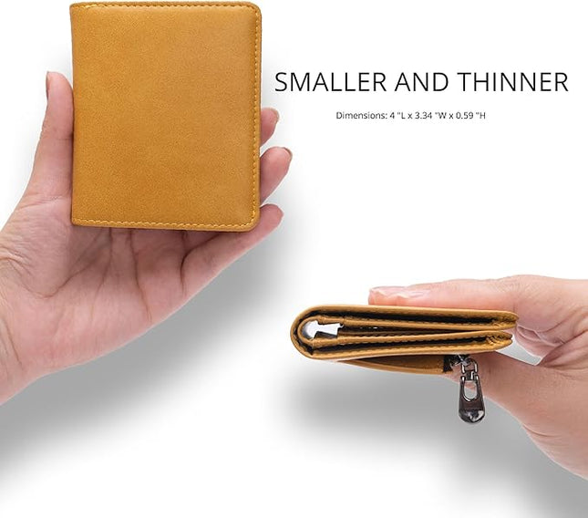 Alldaily Small RFID Wallet for Women Slim Compact Bifold Pocket Ladies Travel Mini Purse (Yellow)