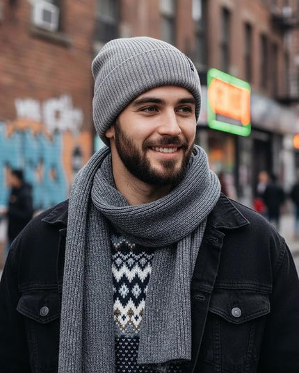 Zylioo Oversize Beanie Hats, XXL Big Size Ribbed Knit Cuffed Winter Hat for Cold Weather, Warm Skull Watch Cap