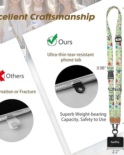 Phone Lanyard Crossbody, Bird Cell Phone Strap for Around The Neck Adjustable, Anti Theft Cute Lanyard for iPhone Case ID Holder Keys Accessories Travel Essential