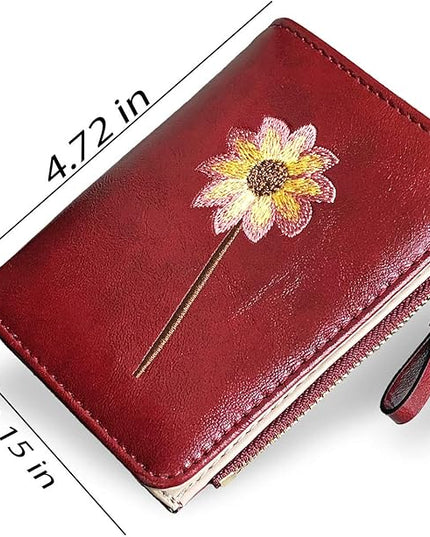 AOXONEL Girls Wallet Small Bifold Womens Wallets Rfid,Compact Female Cute Mini Zipper Coin Card Purse for Teen Girl Kids (Red)