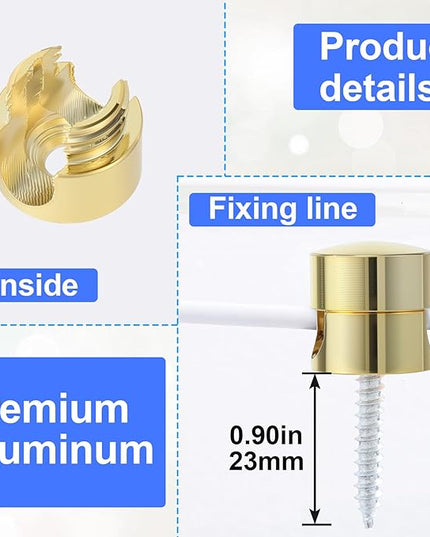 10 Sets Charger Holders for Cords, Gold Color Adjustable Cable Anchor Holders, Adhesive Metal Cord Clips, Cable Management Wire Organizers for Desk, Office, Nightstand