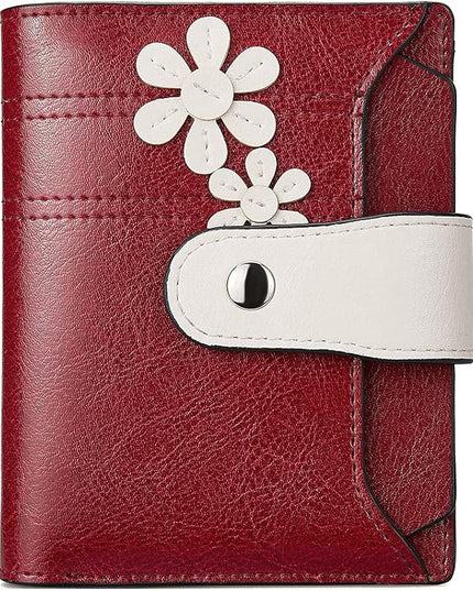 BOSTANTEN Women Leather Wallet RFID Blocking Small Bifold Zipper Pocket Wallet Card Case Purse with ID Window