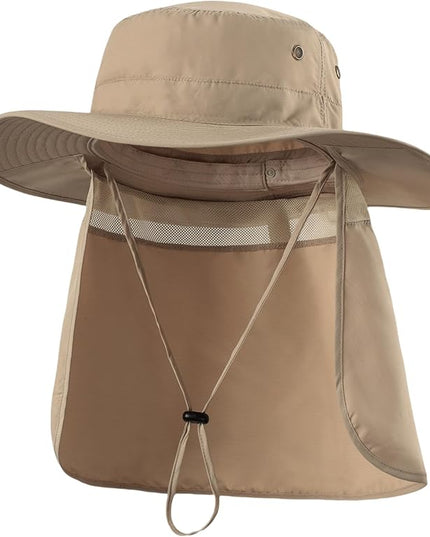 Home Prefer UPF50 Mens Sun Hat with Neck Flap Quick Dry UV Protection Cap Womens Wide Brim Fishing Hat Neck Flap Beach Garden