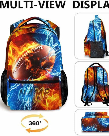 Backpack for Kids Boy Custom Football Bookbag for School Elementary Middle Primary, Personalized Student School Supplies