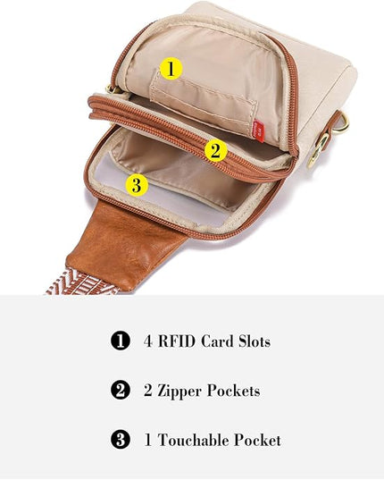 INICAT Sling Bag for Women Touchscreen Small Crossbody Cell Phone Purse Fanny Pack