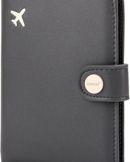 ZOPPEN Passport Holder Women, Passport Cover Travel Wallet Rfid Blocking Passport Wallet Cover Case Travel Essentials Document Organizer, Dark Grey