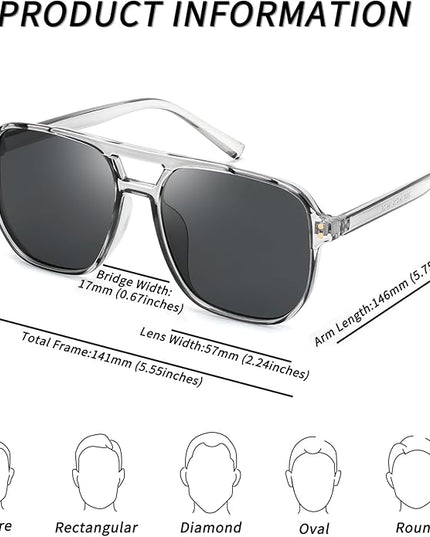 FEISEDY Retro Square Aviator Sunglasses Women Men 70s Vintage Trendy Plastic Frame Sun Glasses B2835